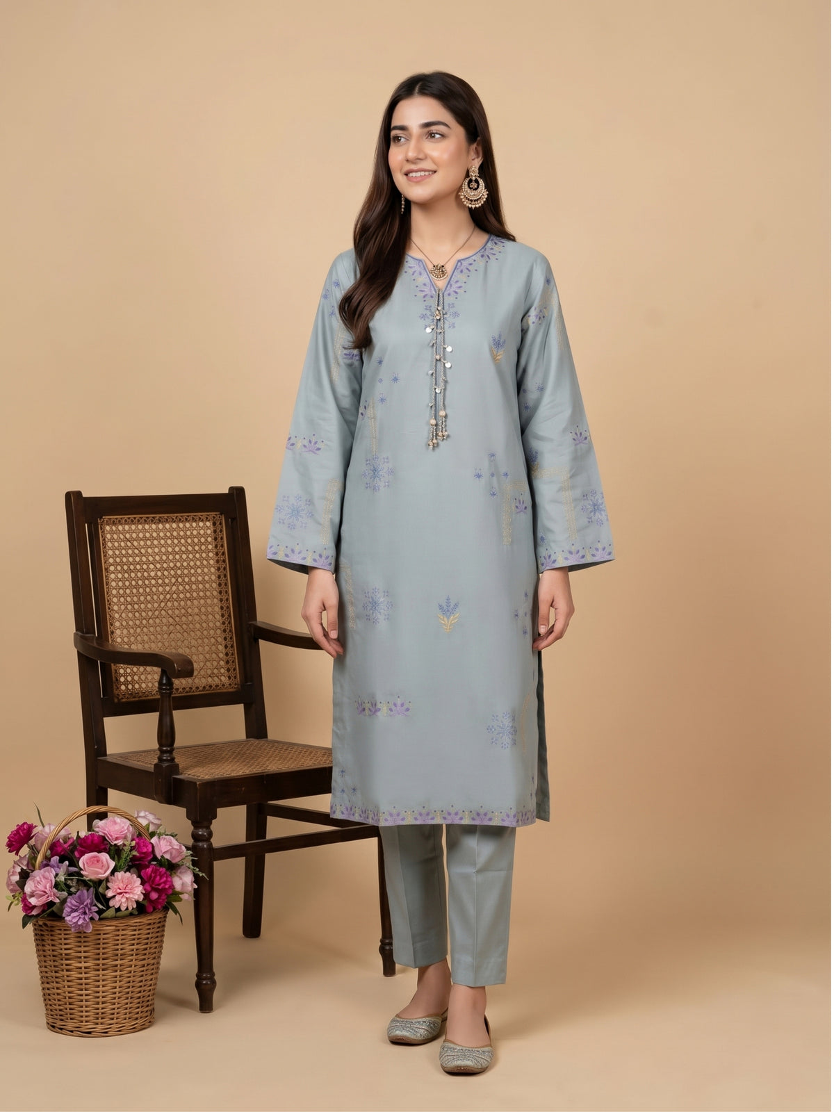 NAIMAAH 2pcs Stitched Emb Cotton [D-5159]