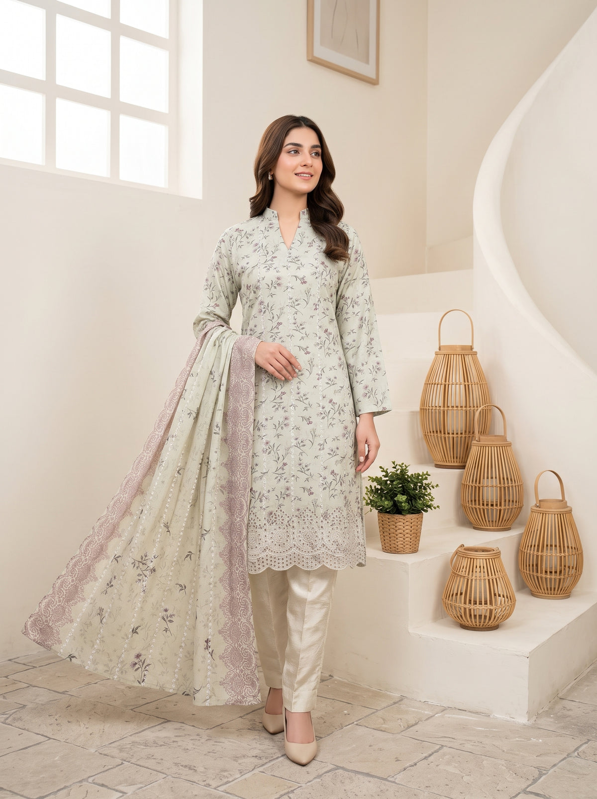 CALIA 3pcs Un-Stitched Emb Printed Staple [D-6071]