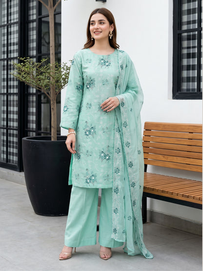 NEHAL 3pcs Un-Stitched Emb LAWN [D-4829]