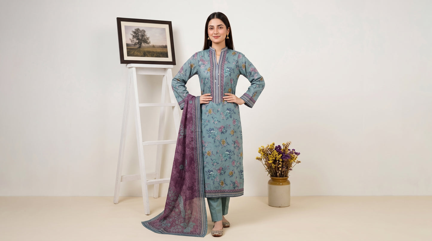 LAVINIA 3pcs Un-Stitched Printed Lawn [D-01]