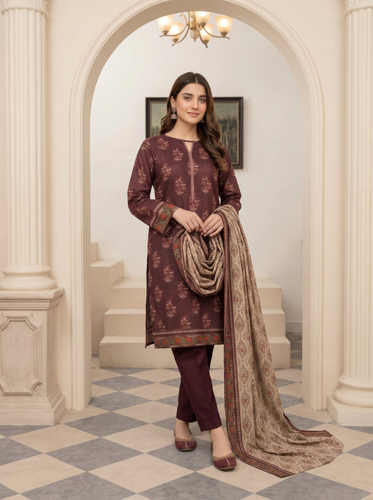 MAHRUKH 3pcs Stitched Printed Khaddar [D-6145]