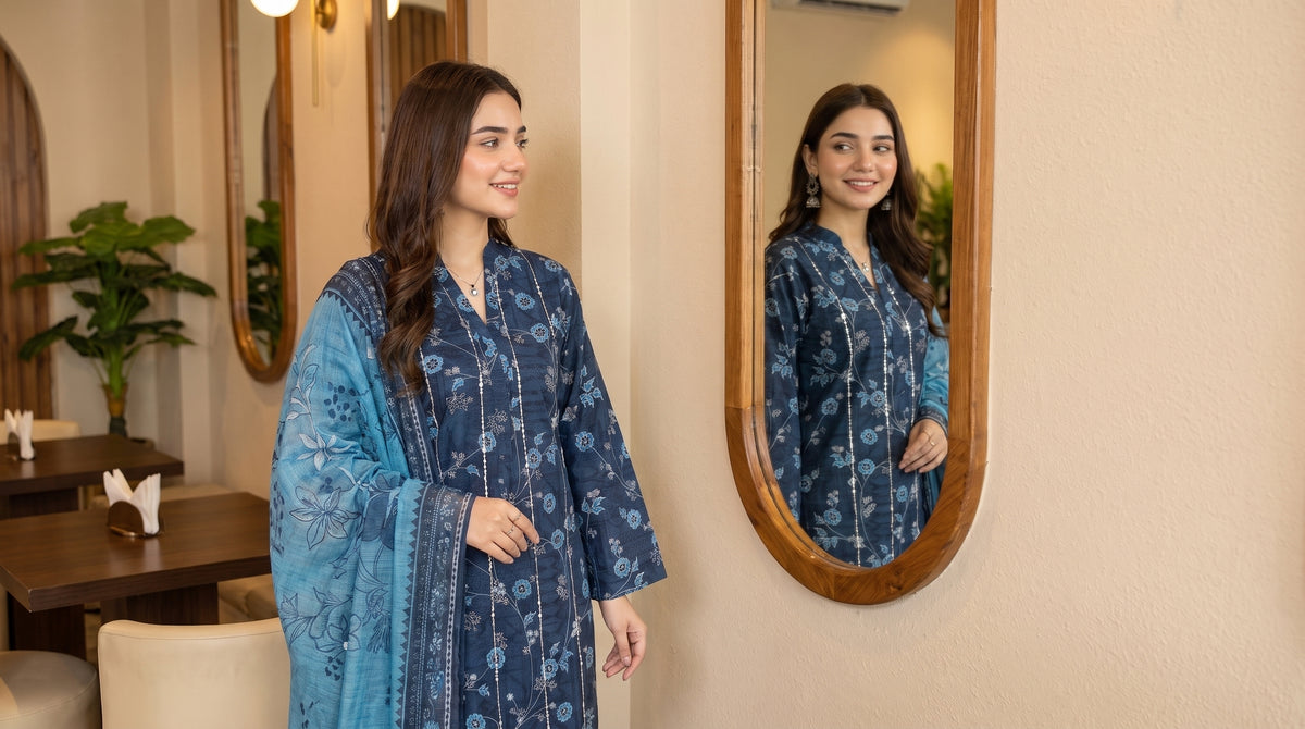 ZAINA 3pcs Un-Stitched Emb Printed Cotton [D-5955]