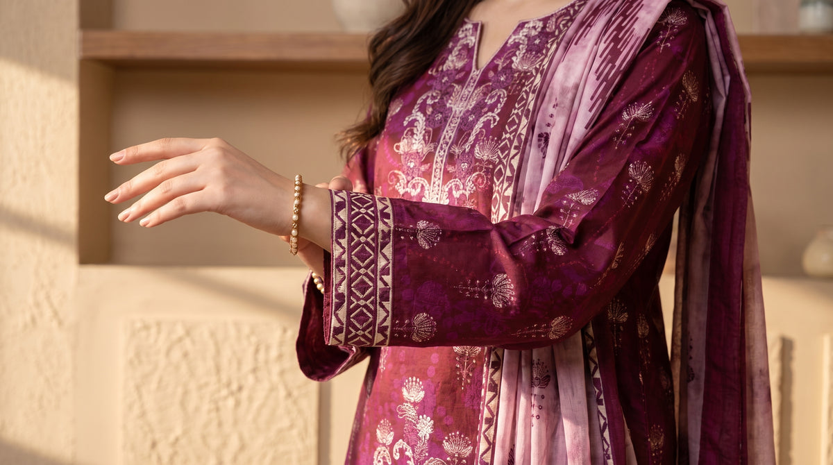 DESIR 3pcs Un-Stitched Emb Printed Staple [D-5890]