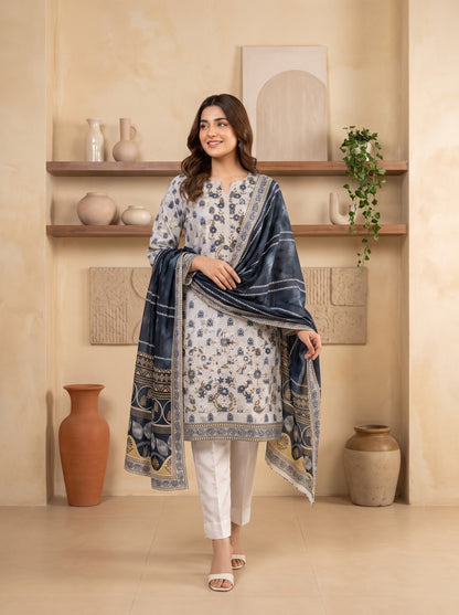 DESIR 3pcs Un-Stitched Emb Printed Staple [D-5887]