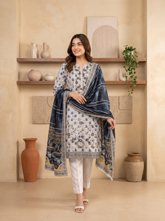 DESIR 3pcs Un-Stitched Emb Printed Staple [D-5887]
