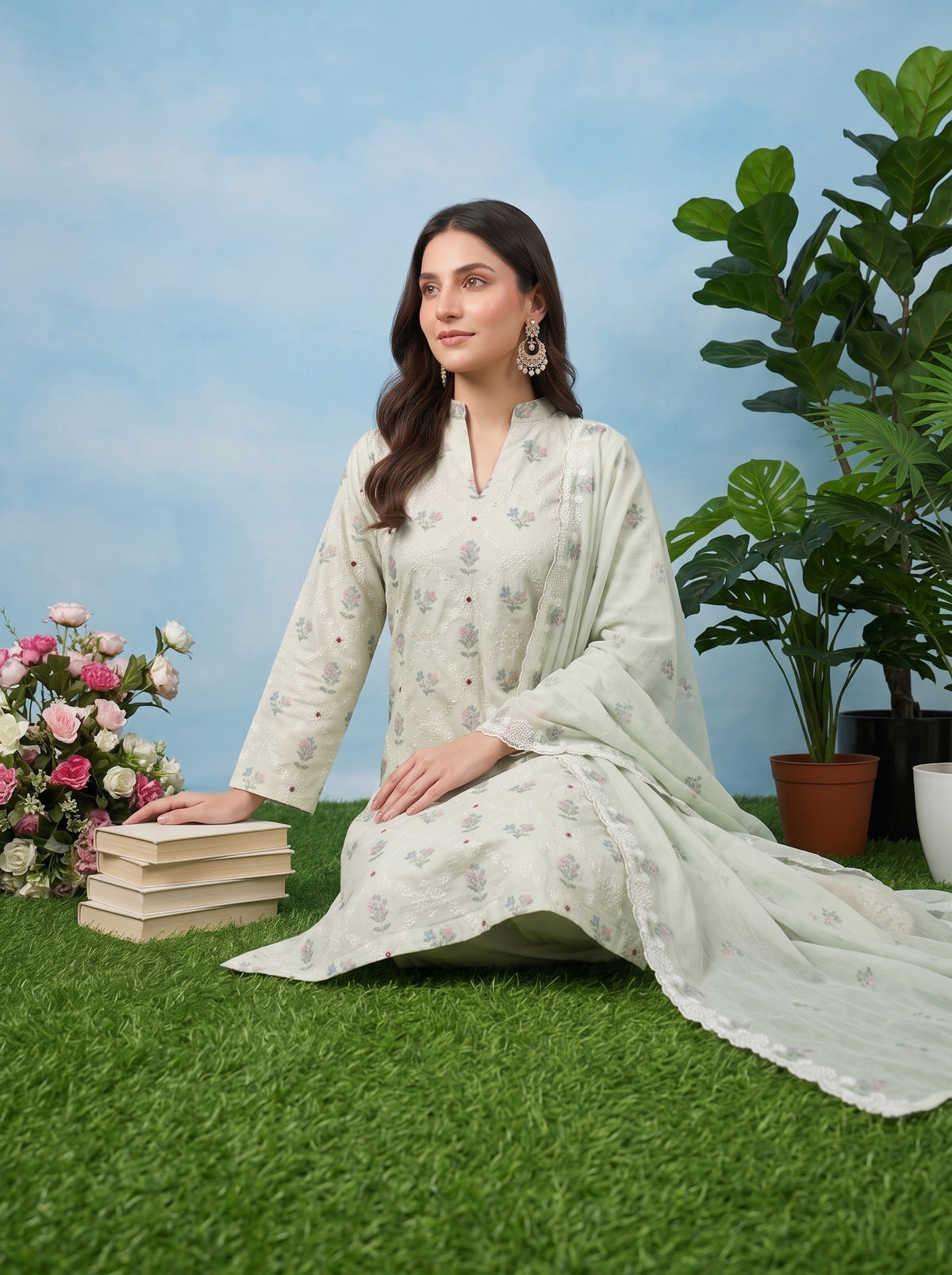 SOFIA 3pcs Un-Stitched Emb Cambric [D-4889]
