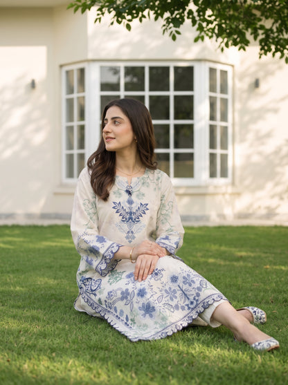 Chloris 2pcs Stitched Printed Swiss Kaftaan [D-4090]