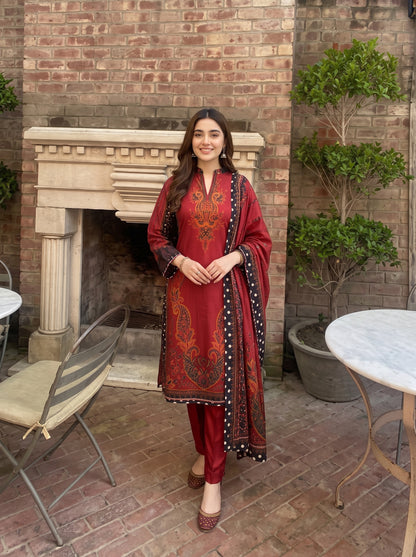 AYEZAH 3pcs Un-Stitched Print Viscose [D-08]