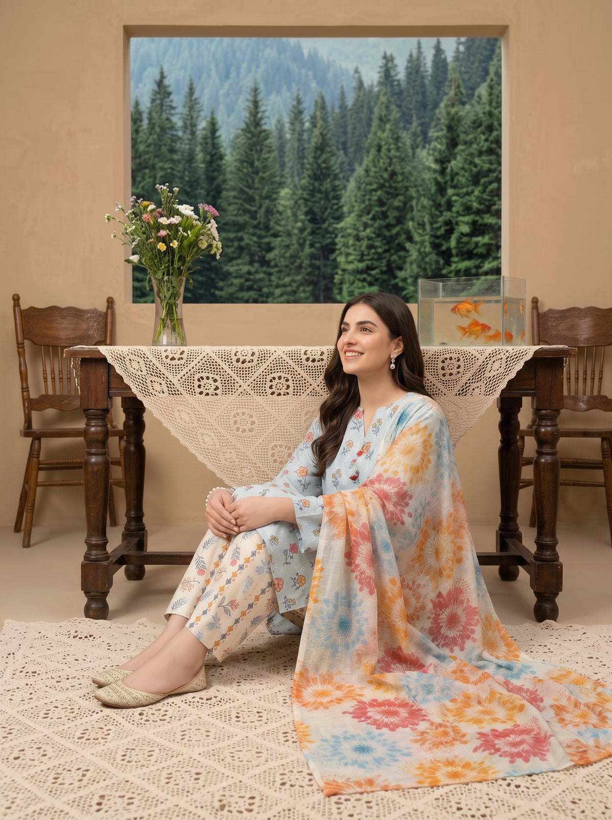 HAYAL V1 Stitched Emb Printed Lawn [D-4516]