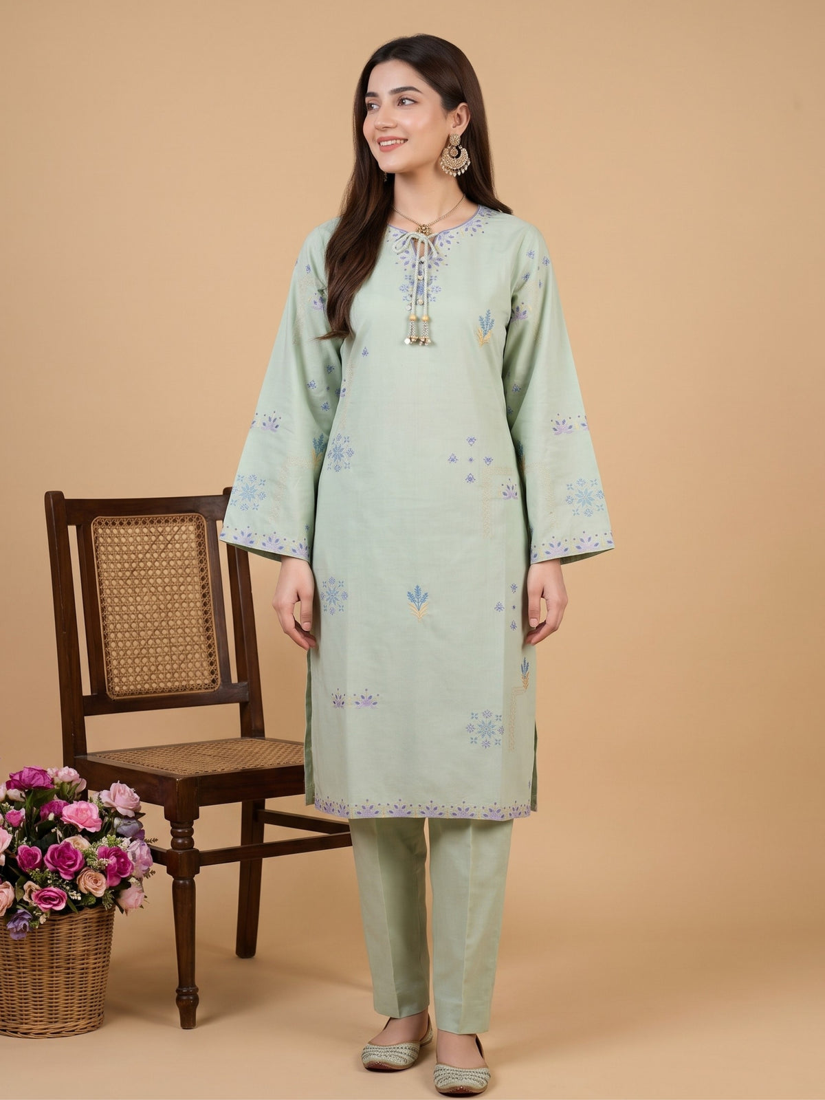 NAIMAAH 2pcs Stitched Emb Cotton [D-5156]