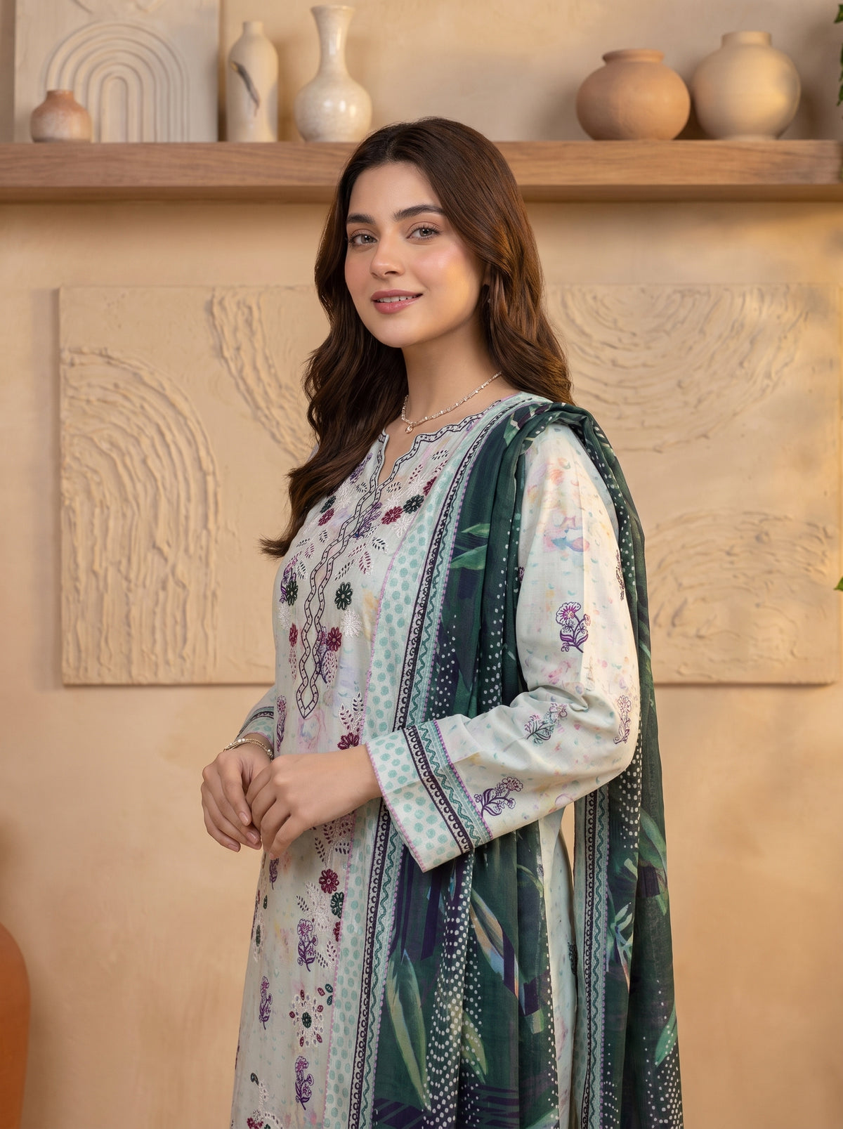 DESIR 3pcs Un-Stitched Emb Printed Staple [D-5894]