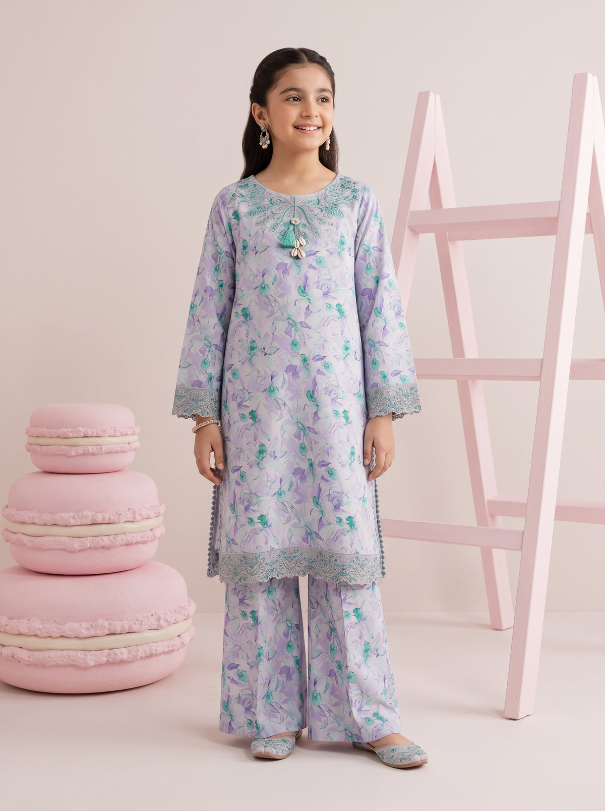 Mini Me 2pcs Stitched Emb Cotton [D-5018]