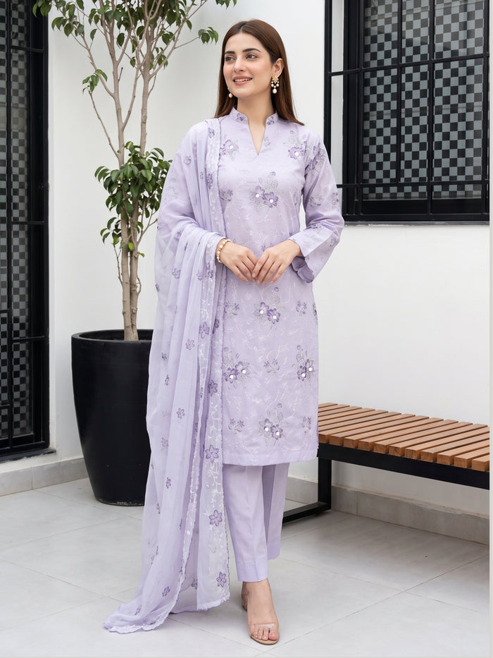 NEHAL 3pcs Un-Stitched Emb LAWN [D-4835]