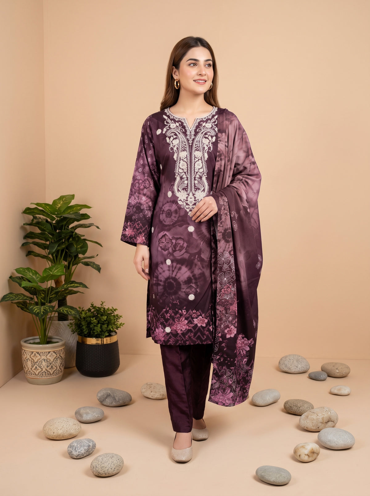 MAHIRI 3pcs Un-Stitched Emb Printed Staple [D-5920]