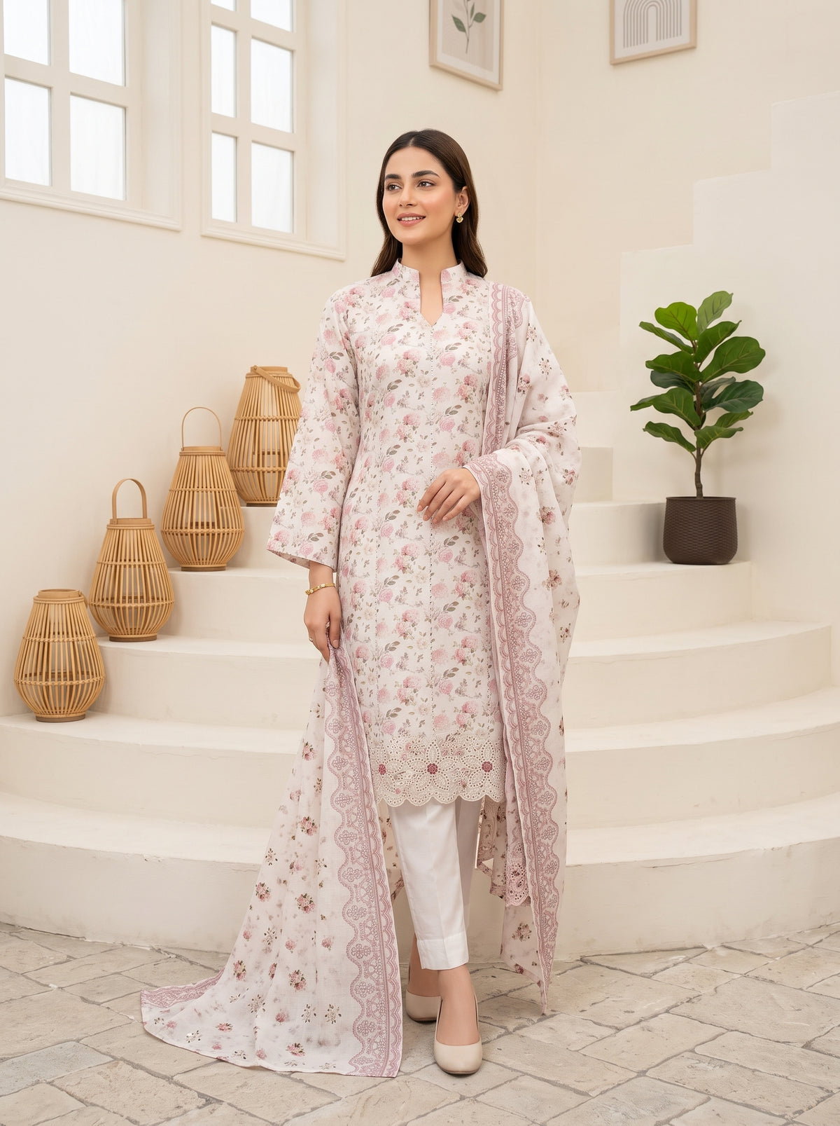 CALIA 3pcs Un-Stitched Emb Printed Staple [D-6065]