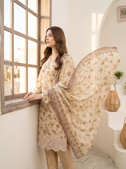 CALIA 3pcs Un-Stitched Emb Printed Staple [D-6069]