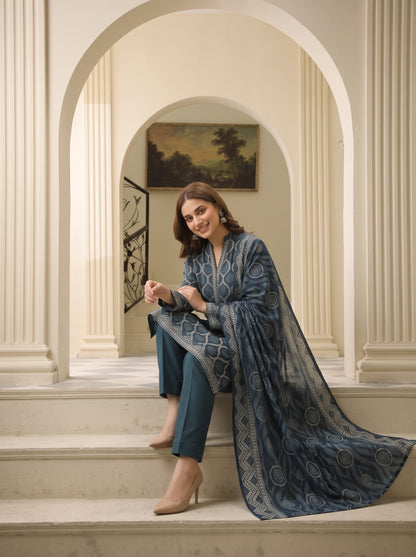 MAHRUKH 3pcs Stitched Printed Khaddar [D-6150]