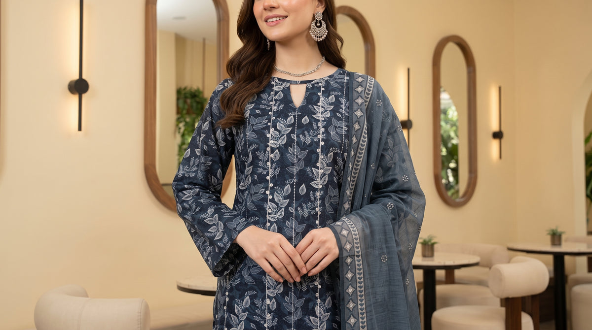ZAINA 3pcs Un-Stitched Emb Printed Cotton [D-5959]