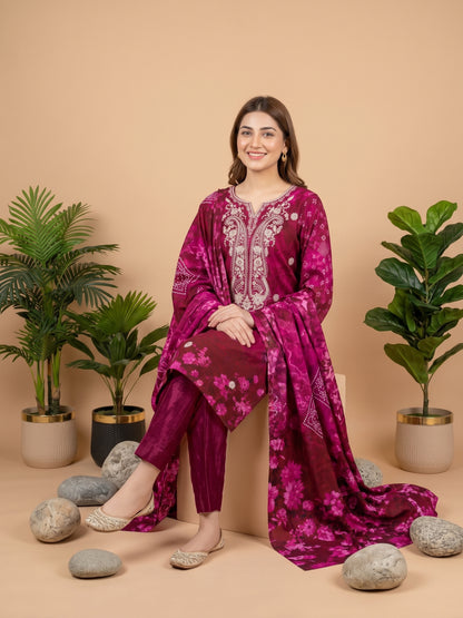 MAHIRI 3pcs Un-Stitched Emb Printed Staple [D-5925]