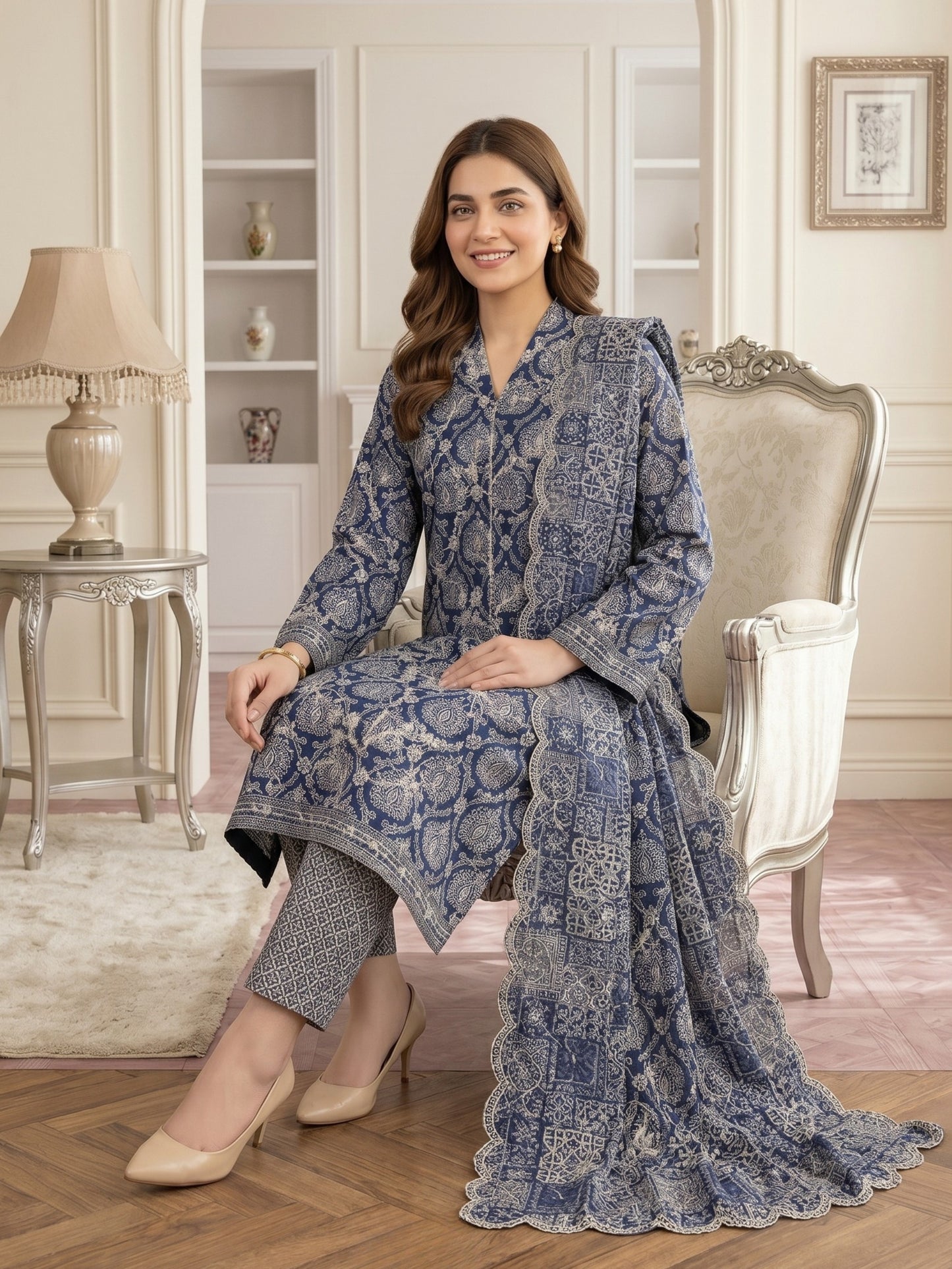 MARIUM 3pcs Un-Stitched Emb Printed Lawn [D-4141]