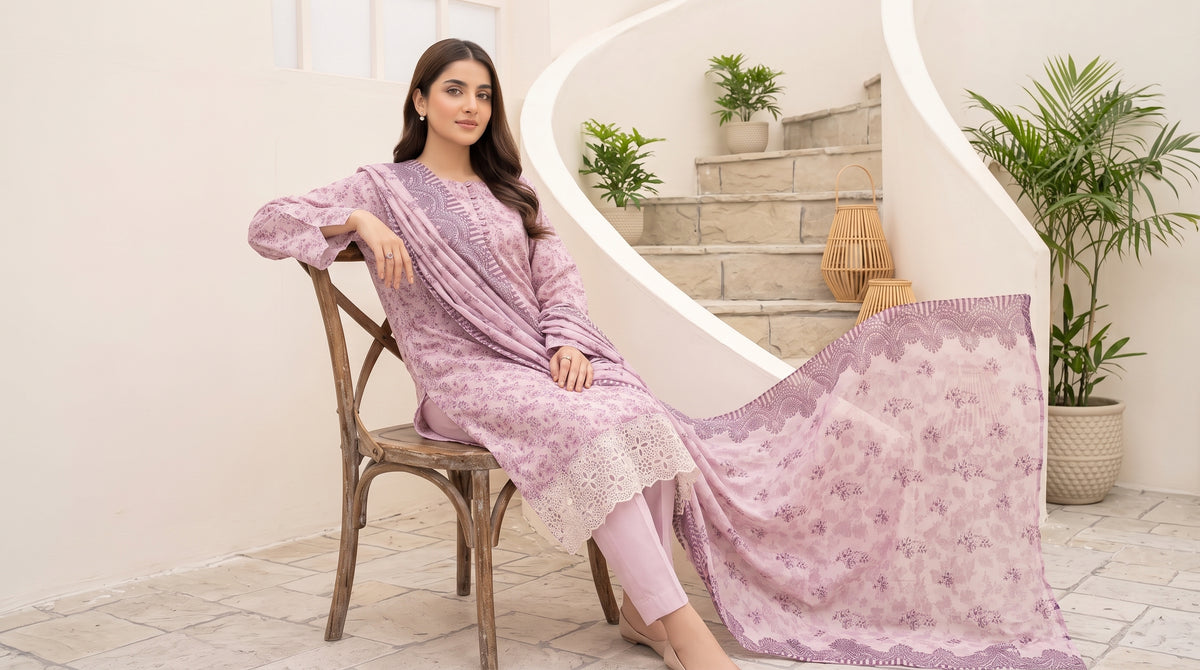 CALIA 3pcs Un-Stitched Emb Printed Staple [D-6077]