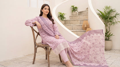CALIA 3pcs Un-Stitched Emb Printed Staple [D-6077]
