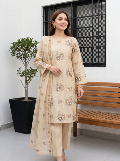 NEHAL 3pcs Un-Stitched Emb LAWN [D-4830]