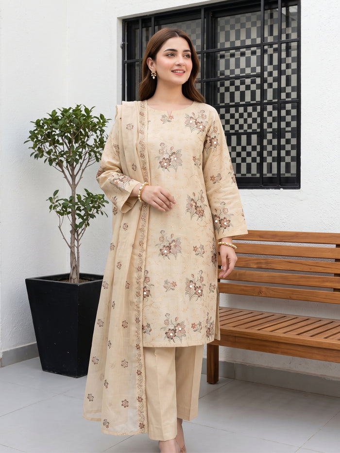 NEHAL 3pcs Un-Stitched Emb LAWN [D-4830]