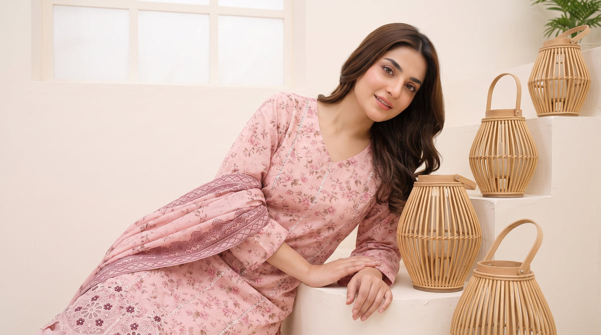 CALIA 3pcs Un-Stitched Emb Printed Staple [D-6074]