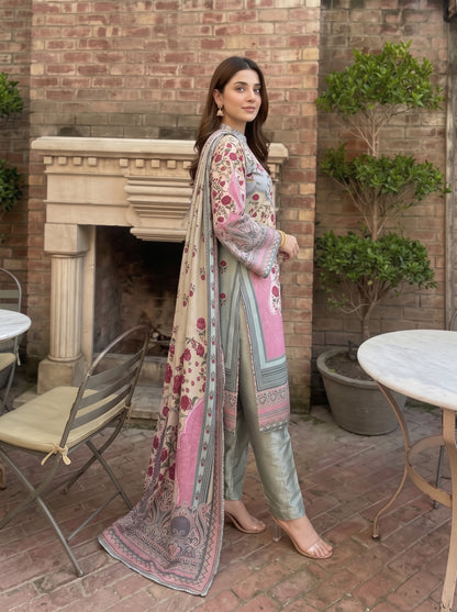 AYEZAH 3pcs Un-Stitched Print Viscose [D-01]