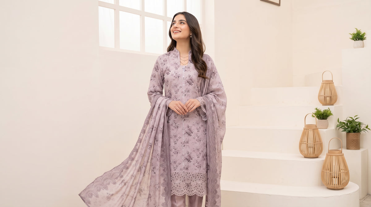 CALIA 3pcs Un-Stitched Emb Printed Staple [D-6080]