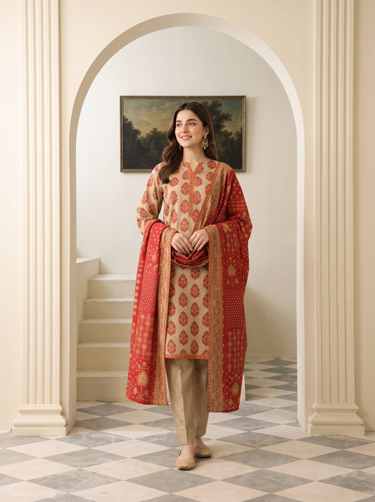 MAHRUKH 3pcs Stitched Printed Khaddar [D-6142]