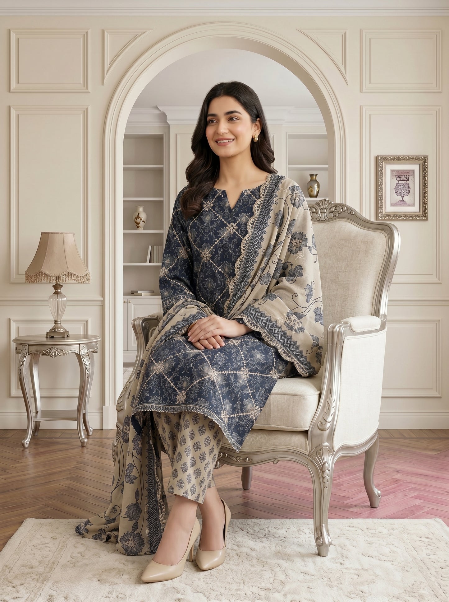 MARIUM 3pcs Un-Stitched Emb Printed Lawn [D-4139]