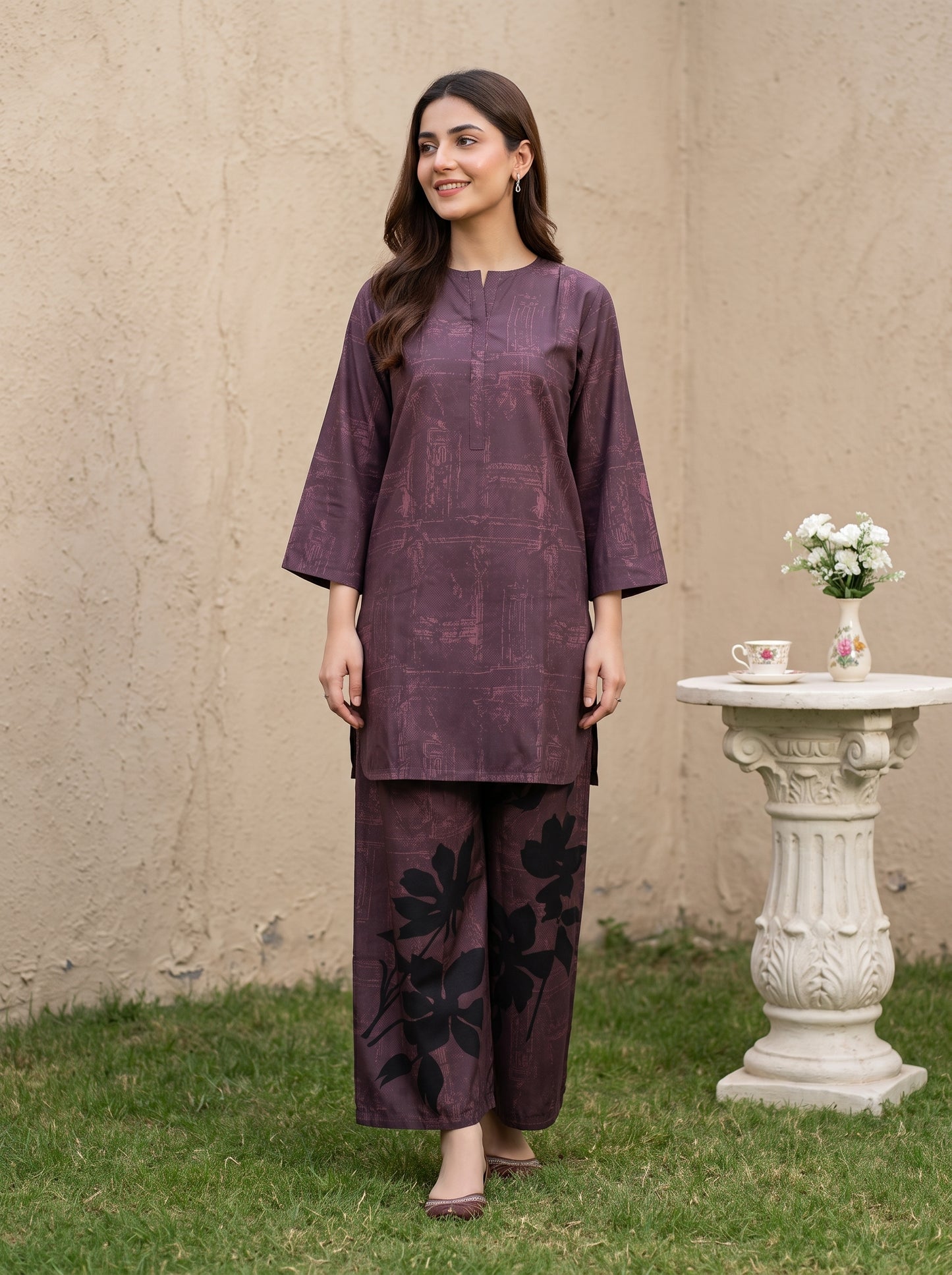 Emaan 2pcs Stitched Printed Crepe [D-4385]