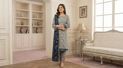 MARIUM 3pcs Un-Stitched Emb Printed Lawn [D-4140]