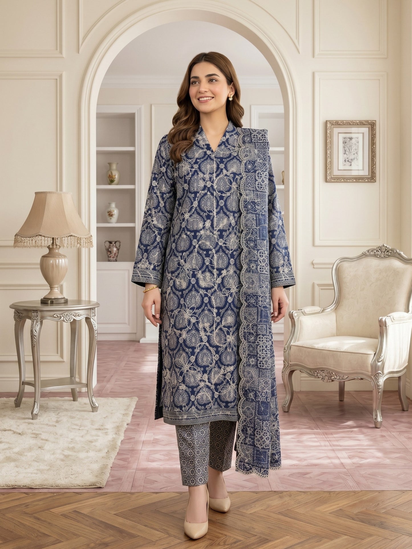MARIUM 3pcs Un-Stitched Emb Printed Lawn [D-4141]