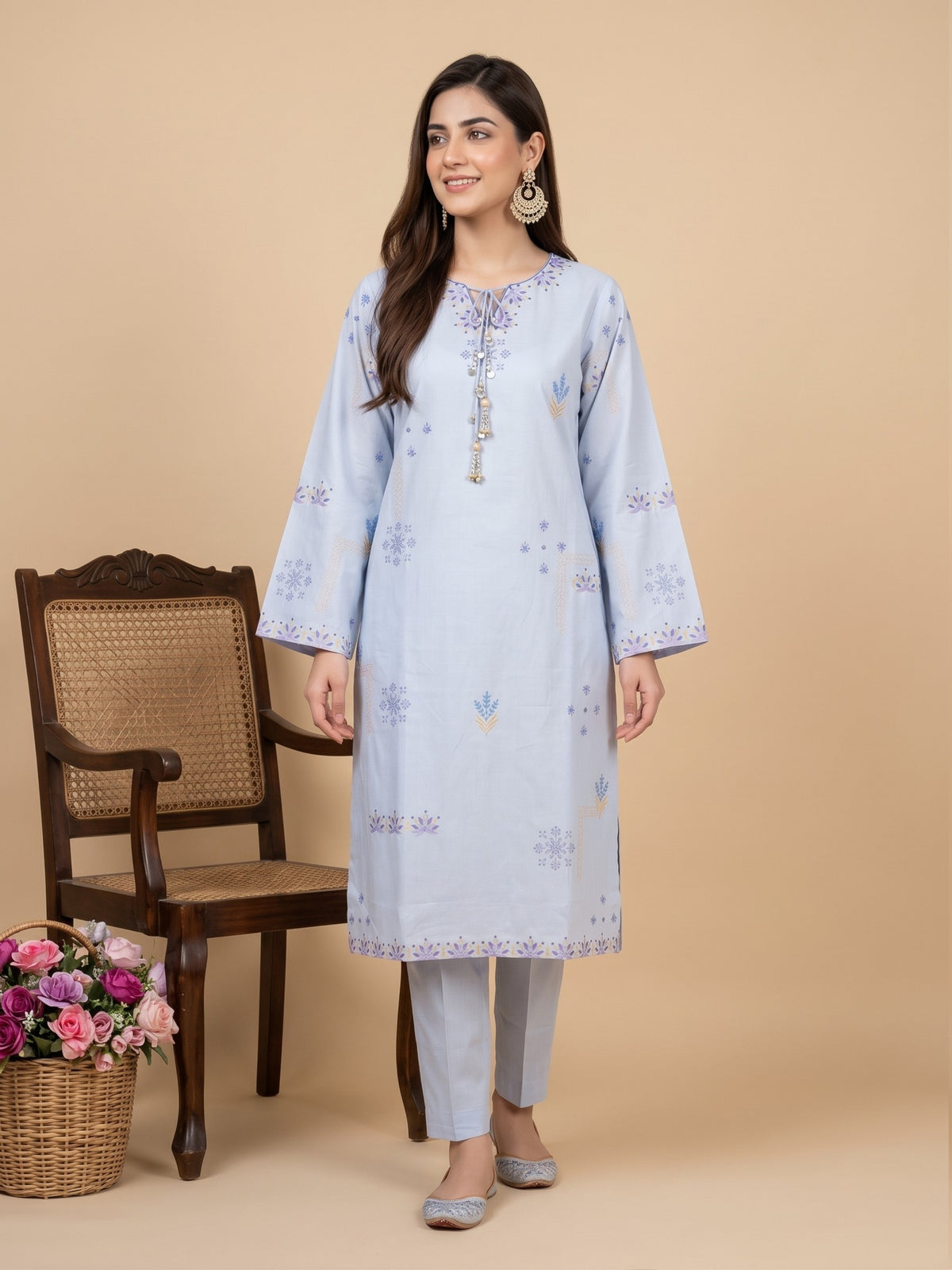 NAIMAAH 2pcs Stitched Emb Cotton [D-5157]