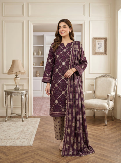 MARIUM 3pcs Un-Stitched Emb Printed Lawn [D-4137]
