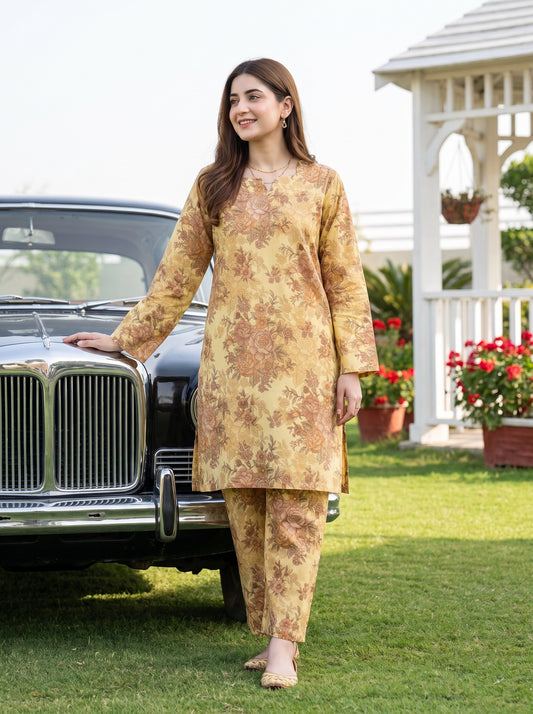 AURYN V-1 2pcs Stitched Printed Lawn [D-3206]