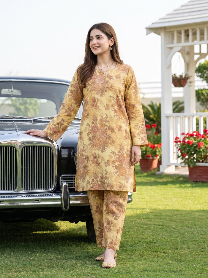 AURYN V-2 2pcs Stitched Printed Lawn [D-3206]