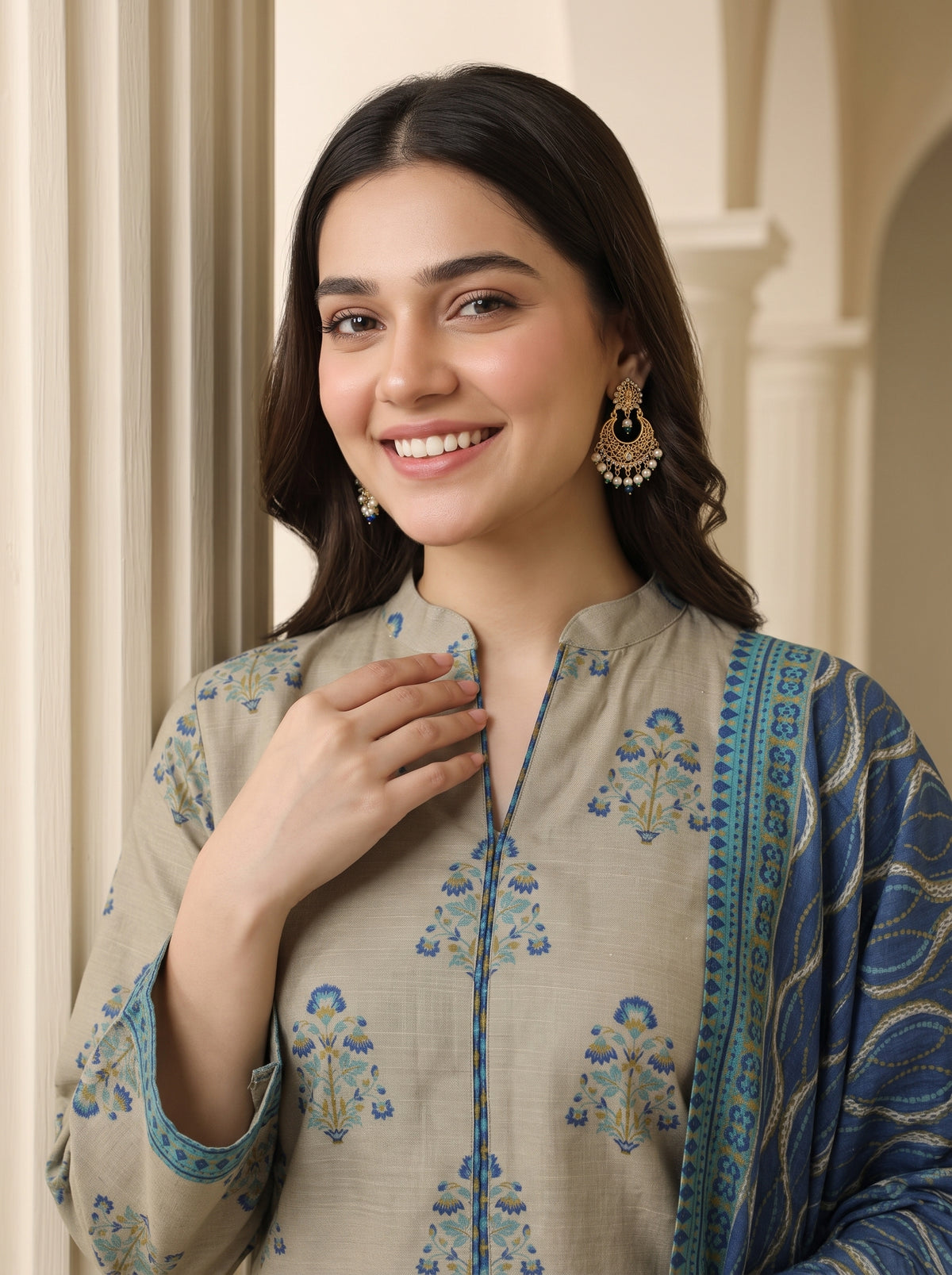MAHRUKH 3pcs Stitched Printed Khaddar [D-6146]
