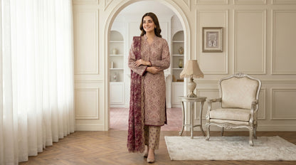 MARIUM 3pcs Un-Stitched Emb Printed Lawn [D-4143]