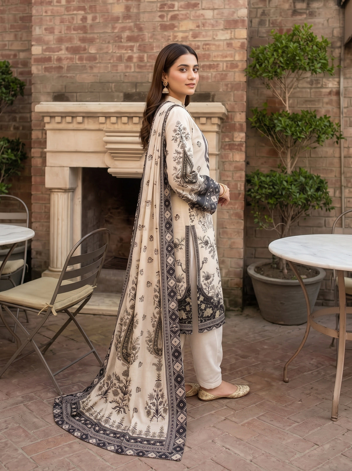 AYEZAH 3pcs Un-Stitched Print Viscose [D-07]