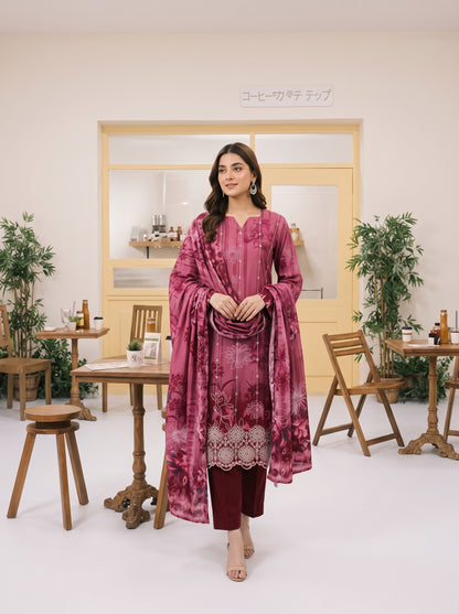 MIRAAS 3pcs Un-Stitched Emb Printed Staple [D-5930]