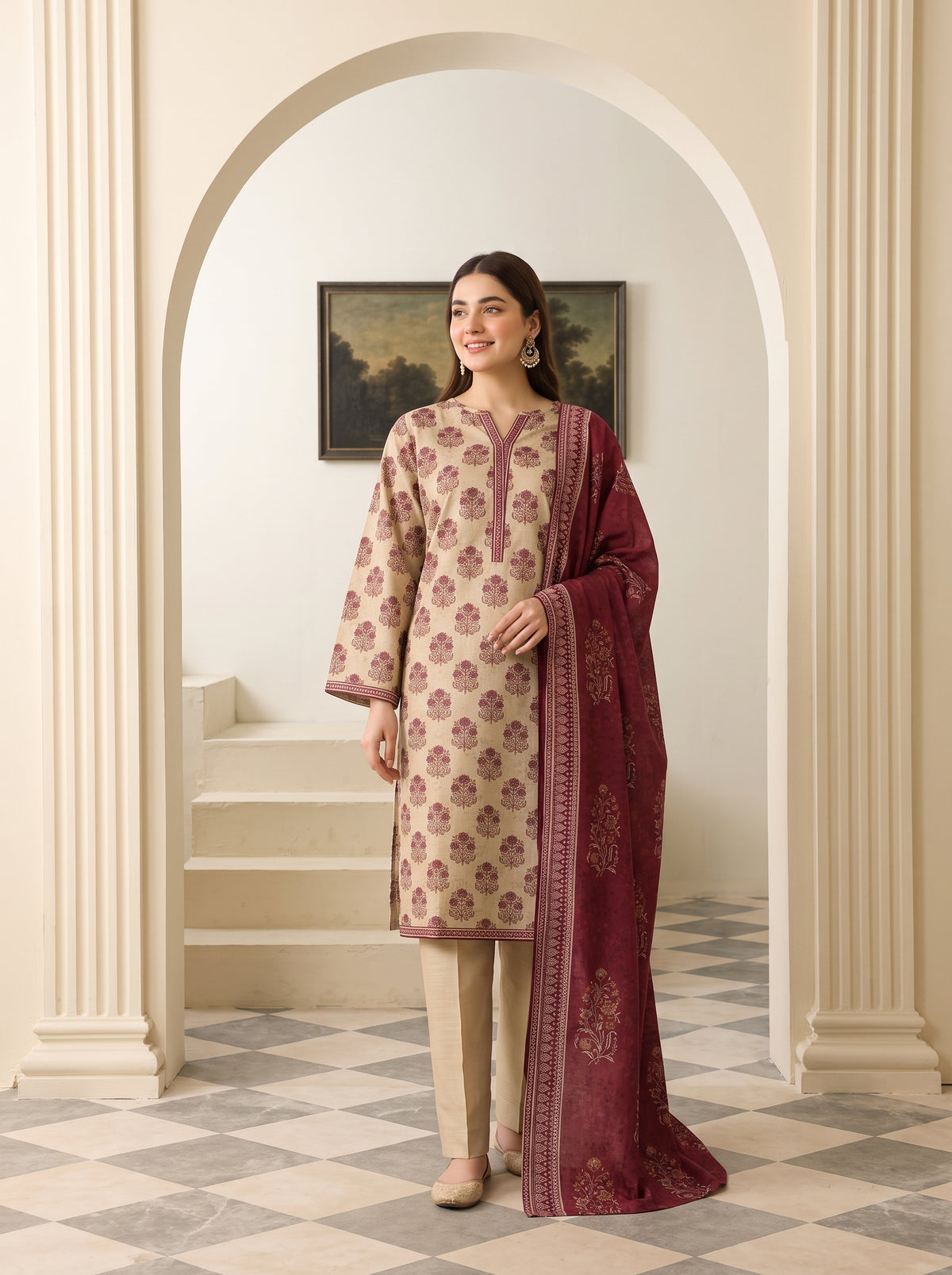 MAHRUKH 3pcs Stitched Printed Khaddar [D-6149]