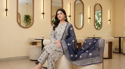 ZAINA 3pcs Un-Stitched Emb Printed Cotton [D-5958]