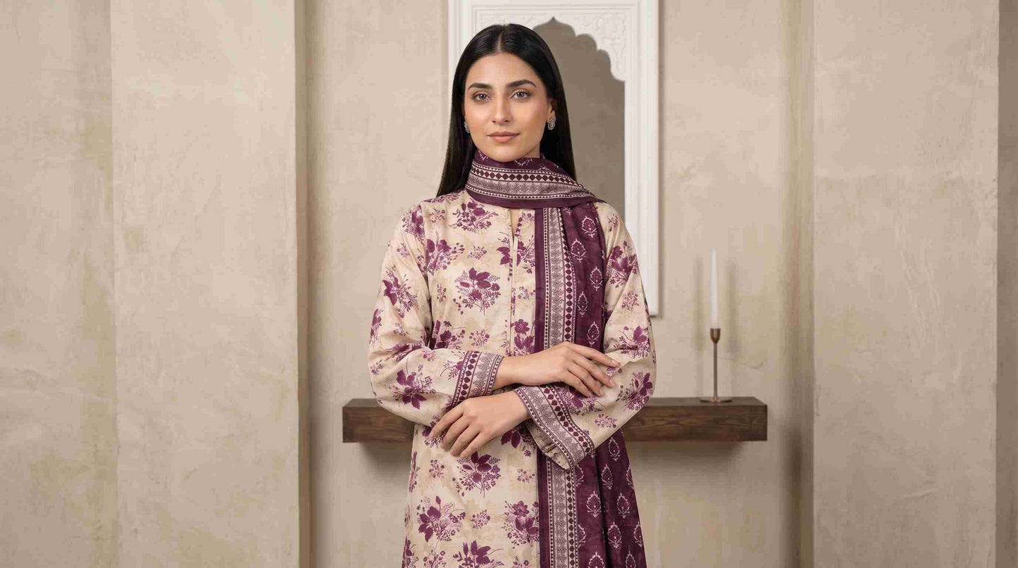 INAYA 3pcs Stitched Printed Lawn [D-5129]