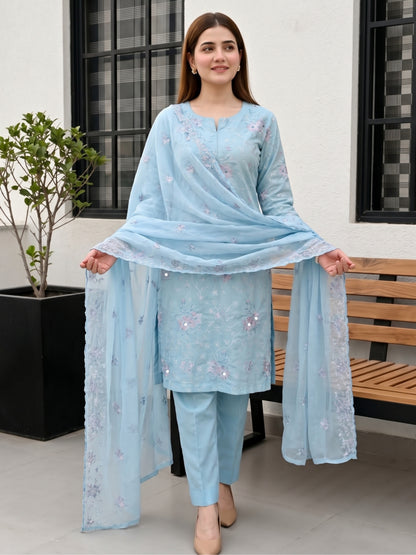 NEHAL 3pcs Un-Stitched Emb LAWN [D-4831]