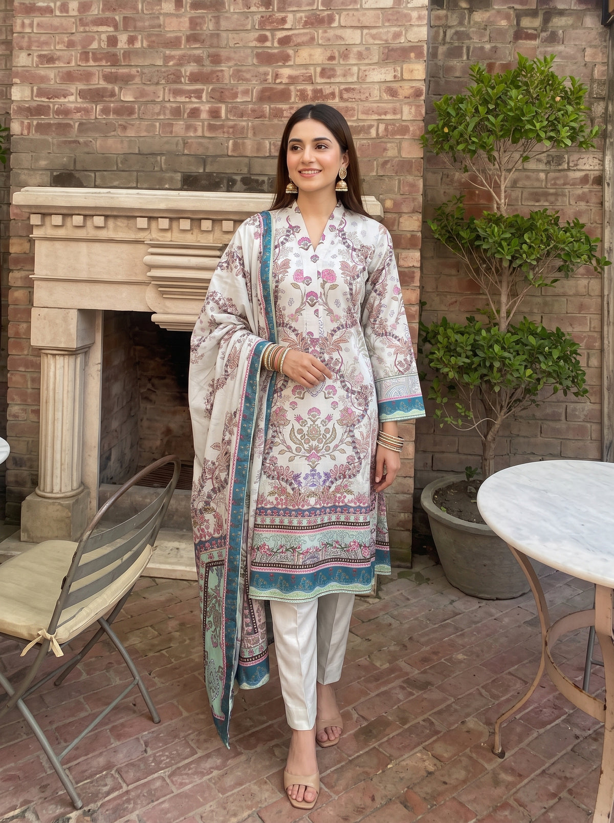AYEZAH 3pcs Un-Stitched Print Viscose [D-05]
