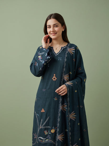 AYSANA 3pcs Un-Stitched Emb Khaddar [D-5867]